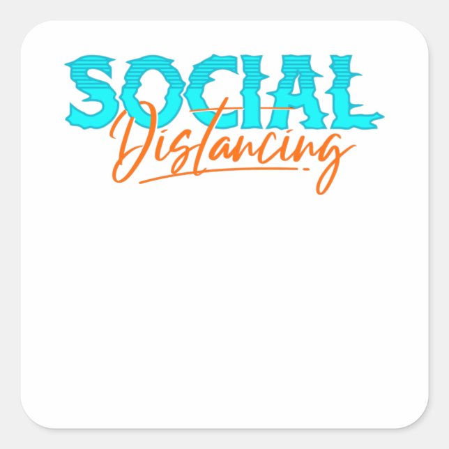 Pegatina Cuadrada Distancia social (Anverso)
