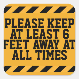 Pegatina Cuadrada Distancia social de seis pies