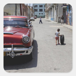 Pegatina Cuadrada distrito africano de Hamel, La Habana, Cuba, UNESC