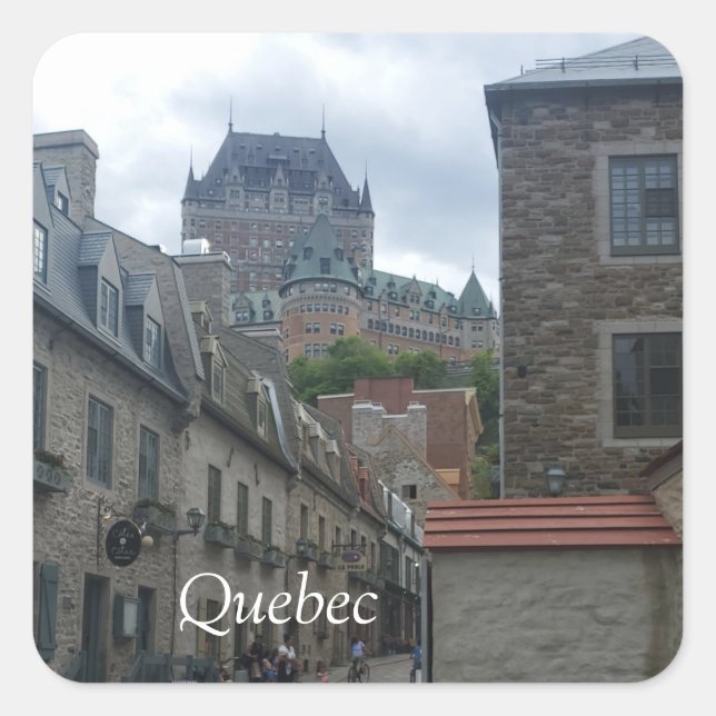 Pegatina Cuadrada Distrito histórico de Quebec (Anverso)