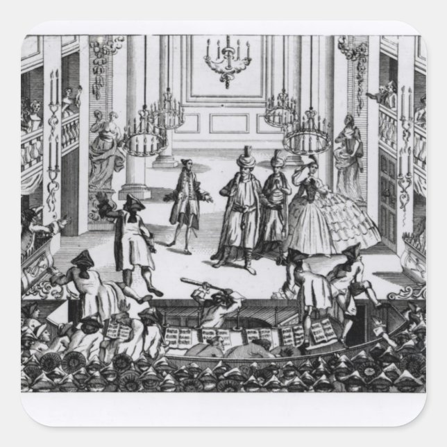 Pegatina Cuadrada Disturbios en Covent Garden (Anverso)