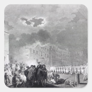 Pegatina Cuadrada Disturbios en la calle Broad, junio de 1780