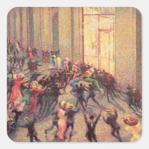 Pegatina Cuadrada Disturbios en la Galleria, 1909 (aceite sobre lien
