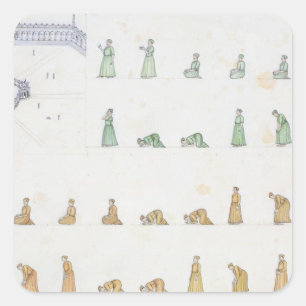 Pegatina Cuadrada Diversas posiciones del cuerpo durante rezo de