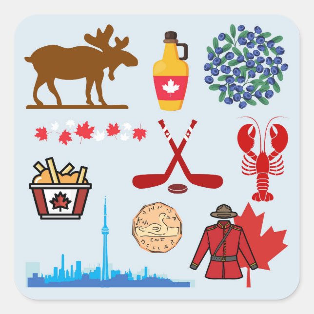 Pegatina Cuadrada Diversión Canadá (Anverso)