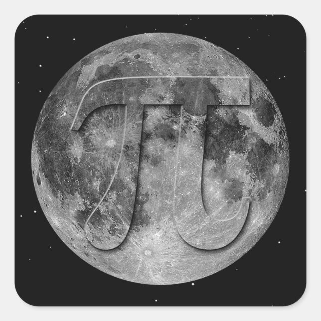 Pegatina Cuadrada Diversión completa del Día Pi de la Luna (Anverso)
