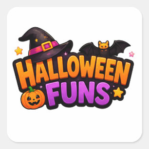 Pegatina Cuadrada Diversión de fiesta de Halloween para niños y fami