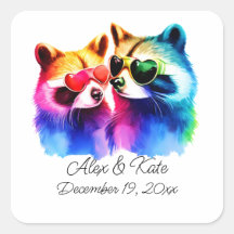 Diversión Raccoon Pareja | Boda romántico