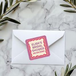 Pegatina Cuadrada Diversión Retro Boho Hecho a Mano Despedida de Sol