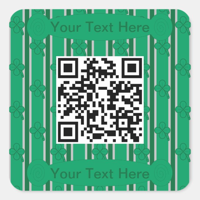 Pegatina Cuadrada Diversión y fantasía 4 Leaf Clover QR Code (Anverso)