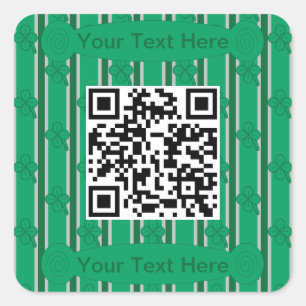 Pegatina Cuadrada Diversión y fantasía 4 Leaf Clover QR Code