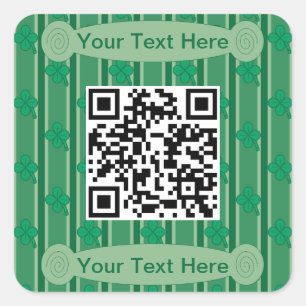 Pegatina Cuadrada Diversión y fantasía 4 Leaf Clover QR Code