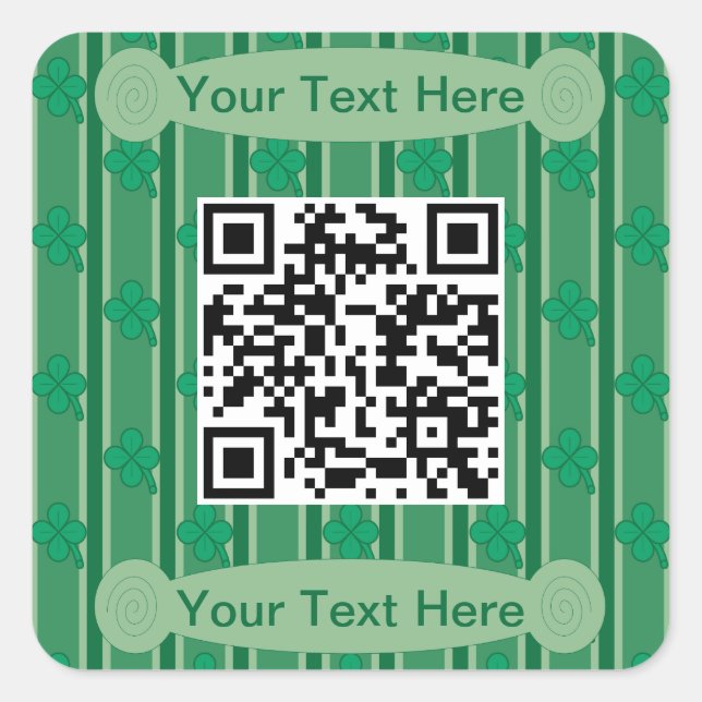 Pegatina Cuadrada Diversión y fantasía 4 Leaf Clover QR Code (Anverso)