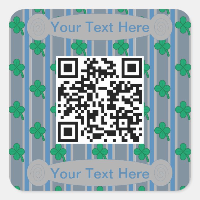 Pegatina Cuadrada Diversión y fantasía 4 Leaf Clover QR Code (Anverso)