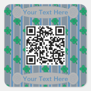 Pegatina Cuadrada Diversión y fantasía 4 Leaf Clover QR Code