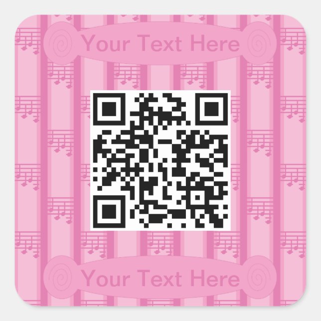 Pegatina Cuadrada Diversión y música de moda Notas QR Código (Anverso)