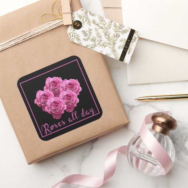 Pegatina Cuadrada Diversos dichos sobre rosas y amor (Regalar)