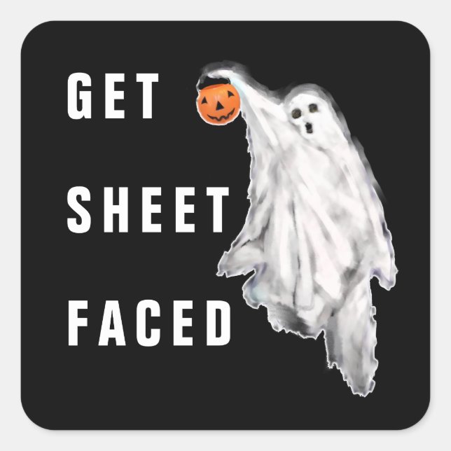 Pegatina cuadrada divertida de Halloween (Anverso)