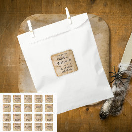 Pegatina Cuadrada Divertida fiesta de Halloween para los niños con l