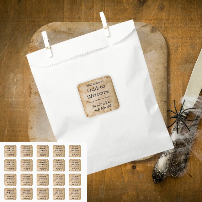 Pegatina Cuadrada Divertida fiesta de Halloween para los niños con l (Subido por el creador)