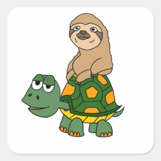 Pegatina Cuadrada Divertida frase sobre el Personalizado de tortugas