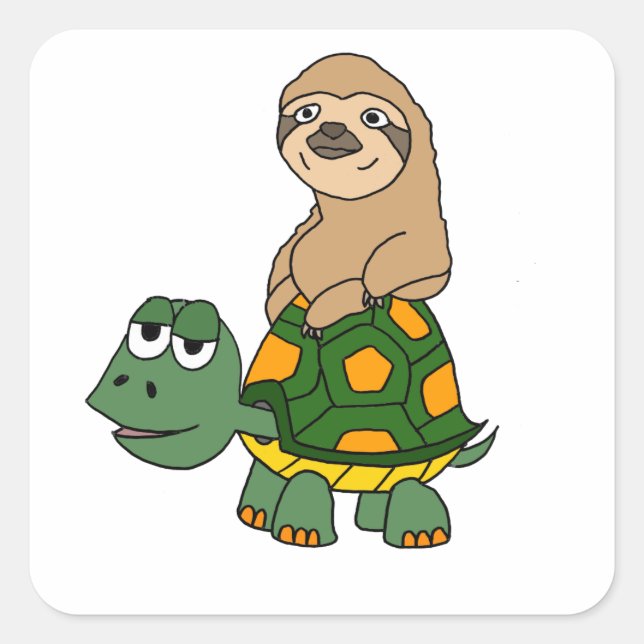 Pegatina Cuadrada Divertida frase sobre el Personalizado de tortugas (Anverso)