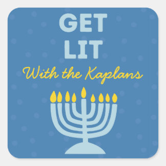 Pegatina Cuadrada Divertida Moda "Get Lit" Personalizada Menorah Han