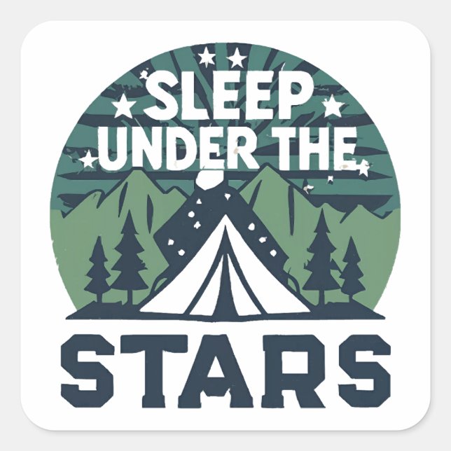 Pegatina Cuadrada Divertidas declaraciones de camping (Anverso)