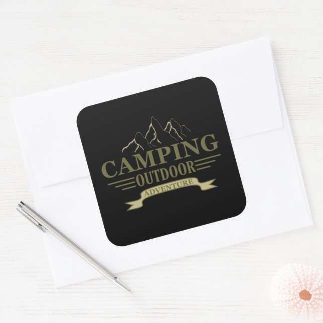 Pegatina Cuadrada Divertidas declaraciones de camping para los campi (Sobre)