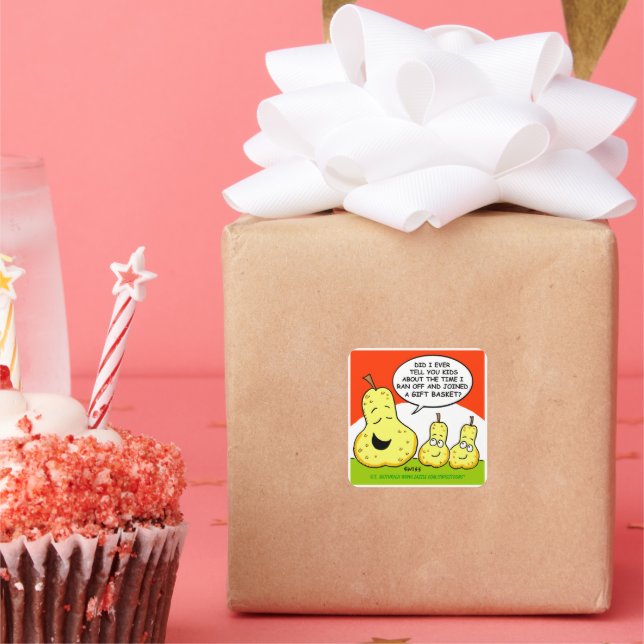 Pegatina Cuadrada Divertidas orejas Personalizados y canastos de reg (Fiesta)