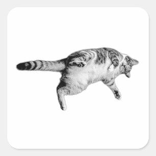 Pegatina Cuadrada Divertido al revés en monocromo