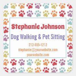 Pegatina Cuadrada Divertido blanco arcoiris pintado con pintura impr