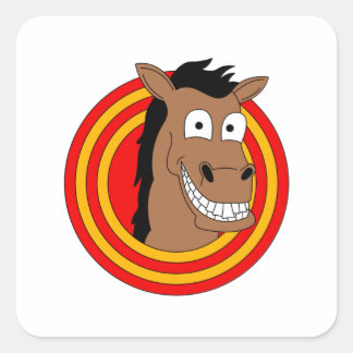 Pegatina Cuadrada Divertido caballo personalizado