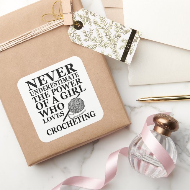 Pegatina Cuadrada Divertido crochet cita regalo de crocheters (Regalar)
