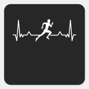 Pegatina Cuadrada Divertido divertido de Heartbeat Runner