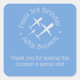 Pegatina Cuadrada Divertido, elegante y personalizado tres aviones e