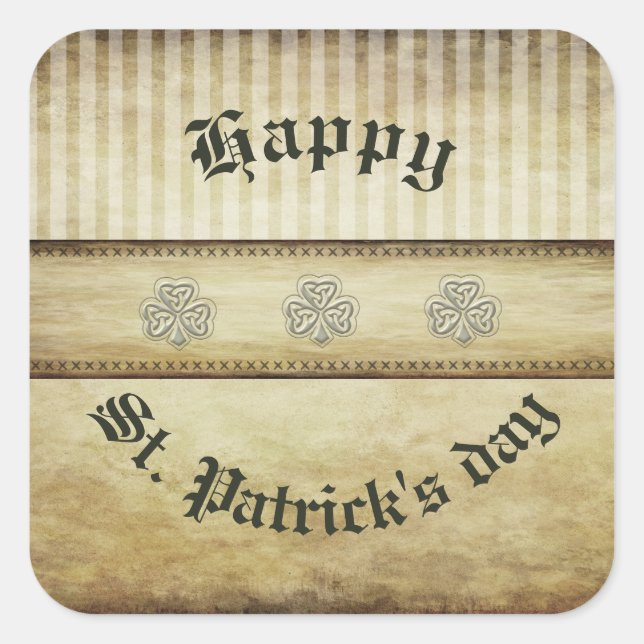 Pegatina Cuadrada Divertido grunge irlandés afortunado shamrock (Anverso)