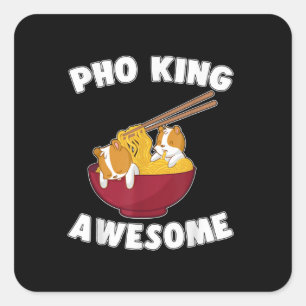 Pegatina Cuadrada Divertido Hámster Kawaii Con Fideos Increíbles