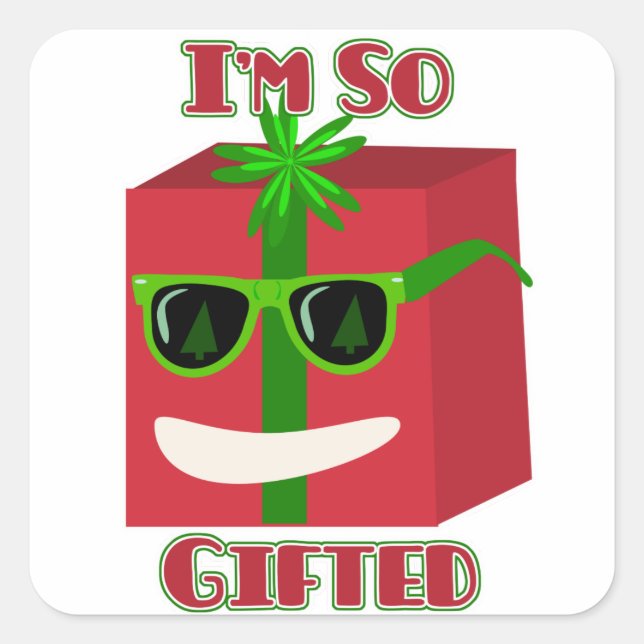 Pegatina Cuadrada Divertido lema de regalo épico de Navidad actual (Anverso)