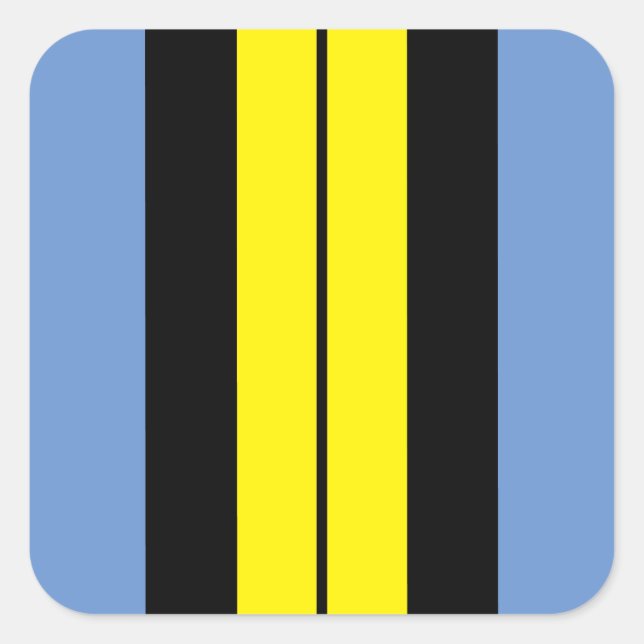 Pegatina Cuadrada Divertido negrita Rayas de Carreras azul de luz ne (Anverso)