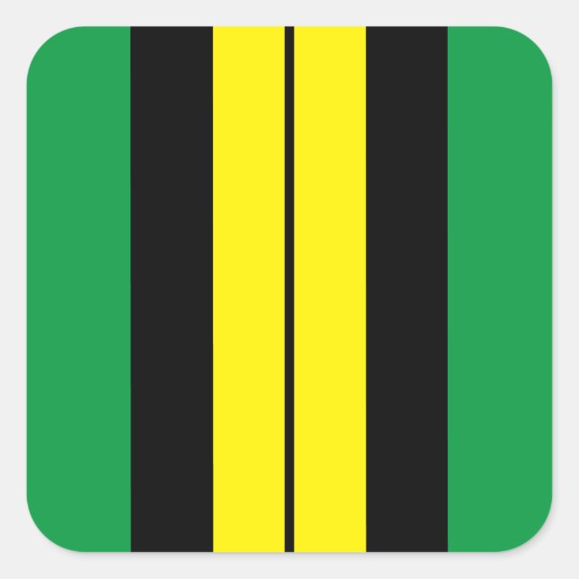 Pegatina Cuadrada Divertido Negrita Viviente Amarillo Rojo Rayas de  (Anverso)