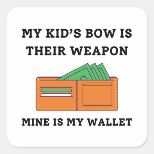 Pegatina Cuadrada Divertido papá de tiro al arco