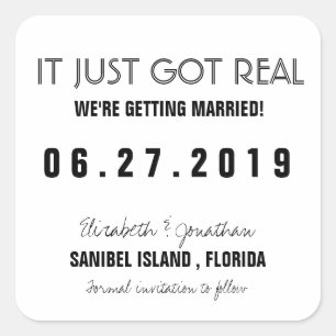 Pegatina Cuadrada Divertido que acaba de tener una verdadera boda, s