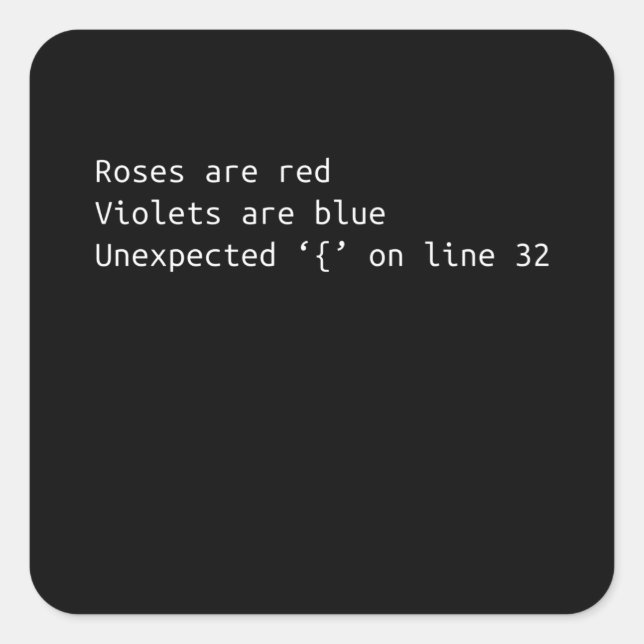 Pegatina Cuadrada Divertido regalo de codificación de poema para pro (Anverso)