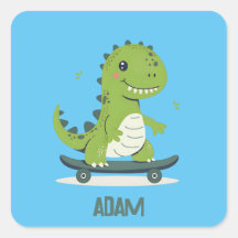 Divertido Skateboarding Dinosaur Con Nombre Para N
