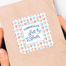 Pegatina Cuadrada Divertido tema "Última salpicadura" Bachelorette p