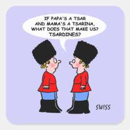 Pegatina Cuadrada Divertido Tsardines Sardinas Foodie ruso