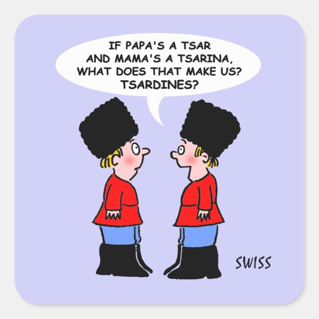 Pegatina Cuadrada Divertido Tsardines Sardinas Foodie ruso (Anverso)