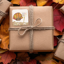 Pegatina Cuadrada Divertido y colorido Día de Acción de Gracias Pers