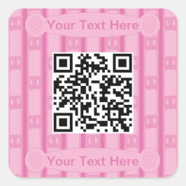 Pegatina Cuadrada Divertido y divertido Rosa Pretzel QR